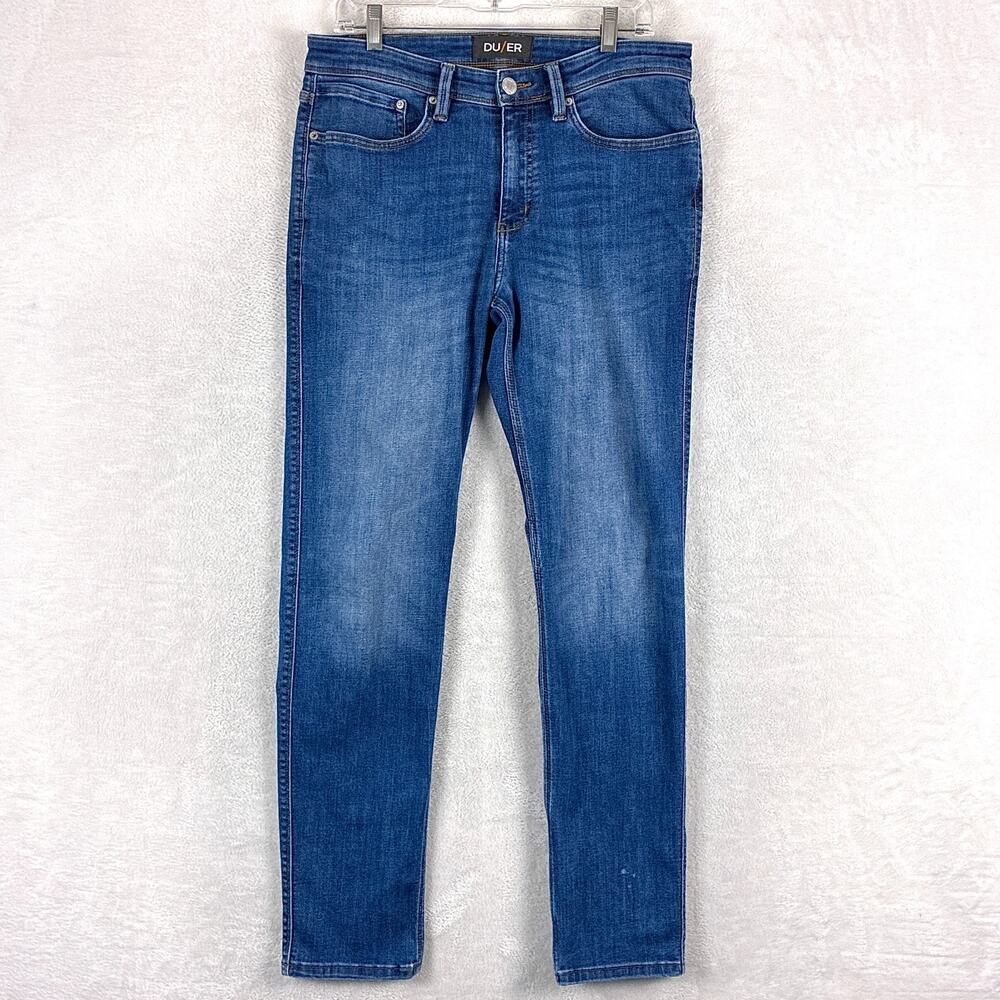 Duer Jeans Mens 32x32 Faded Whiskered Slim Stretch Preppy Classic Travel
